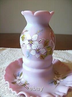 Fenton (h/p) Signed By Marilyn Wagner (1) Pc Pink Fairy Lamp