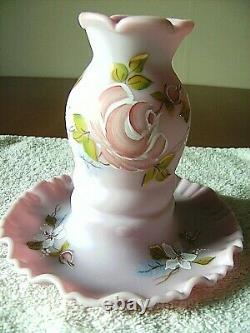 Fenton (h/p) Signed By Marilyn Wagner (1) Pc Pink Fairy Lamp