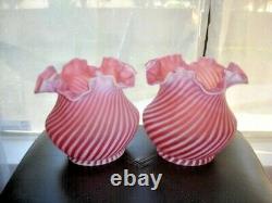 Fenton-l. G. Wright Cranberry Swirl Opalescent Lamp Shade Satin Glass (1-2) Mint