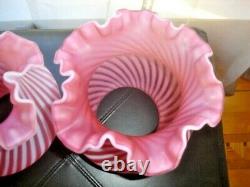 Fenton-l. G. Wright Cranberry Swirl Opalescent Lamp Shade Satin Glass (1-2) Mint