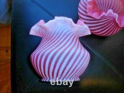 Fenton-l. G. Wright Cranberry Swirl Opalescent Lamp Shade Satin Glass (1-2) Mint