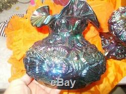 Fenton made for Levay Amethyst Carnival Glass GWTW Lamp (rare)