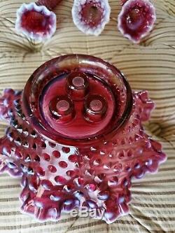 Fenton plum opalescent hobnail Small Epergne