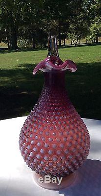 Fenton plum opalescent hobnail WHIMSEY wine decanter. Produced in 1999