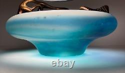 Filip Ravert Hand Blown Art Glass with Copper Overlay Stunning Vintage Dish Bowl