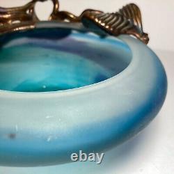Filip Ravert Hand Blown Art Glass with Copper Overlay Stunning Vintage Dish Bowl