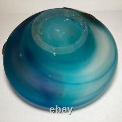 Filip Ravert Hand Blown Art Glass with Copper Overlay Stunning Vintage Dish Bowl