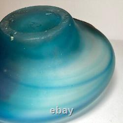 Filip Ravert Hand Blown Art Glass with Copper Overlay Stunning Vintage Dish Bowl