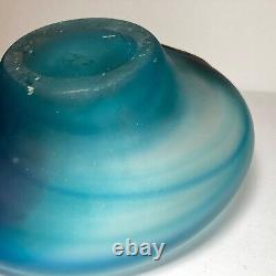 Filip Ravert Hand Blown Art Glass with Copper Overlay Stunning Vintage Dish Bowl