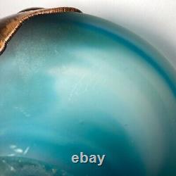 Filip Ravert Hand Blown Art Glass with Copper Overlay Stunning Vintage Dish Bowl