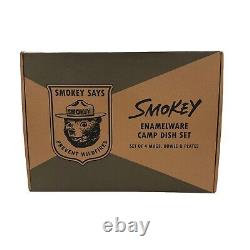 Filson Smokey Bear Enamelware Camp Dish Set Kitchen Mugs Bowls Plates BRAND NEW