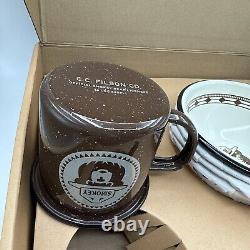 Filson Smokey Bear Enamelware Camp Dish Set Kitchen Mugs Bowls Plates BRAND NEW