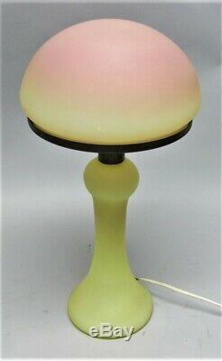 Fine 16 ANTIQUE PEACH BLOW Art Glass Table Lamp c. 1915 Working