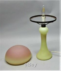 Fine 16 ANTIQUE PEACH BLOW Art Glass Table Lamp c. 1915 Working