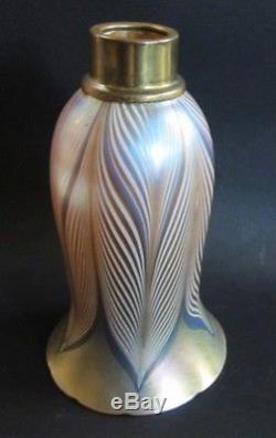 Fine 8 Antique Durand Blue & Gold Art Glass Torchiere Shade c. 1910 lamp vase