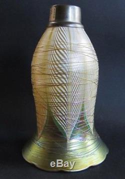 Fine 8 Antique Durand Green & Gold Art Glass Torchiere Shade c. 1910 lamp vase