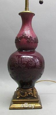 Fine & Large STEUBEN PLUM JADE Art Glass Lamp c. 1920 antique vase