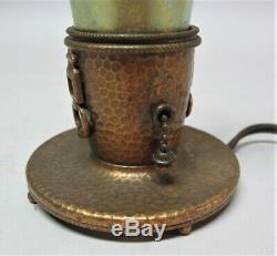 Fine NASH TIFFANY Hammered Copper & Favrile Art Glass Boudoir Lamps c. 1910