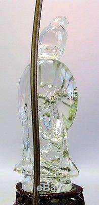 Fine & Rare Vintage STEUBEN CHINESE BUDDHA Art Deco Glass Lamp c. 1950