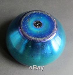 Fine Signed STEUBEN BLUE AURENE Art Glass Bowl c. 1915 antique American vase