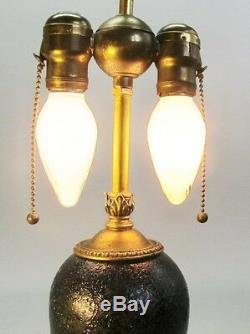 Fine Signed TIFFANY CYPRIOTE Art Glass Lamp with Gilt Bronze Mounts c. 1910
