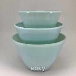 Fire King Turquoise Splash Proof Nesting Mixing Bowls Set Of 3 Vintage