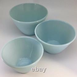 Fire King Turquoise Splash Proof Nesting Mixing Bowls Set Of 3 Vintage