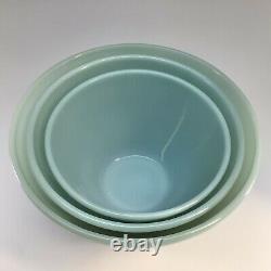 Fire King Turquoise Splash Proof Nesting Mixing Bowls Set Of 3 Vintage