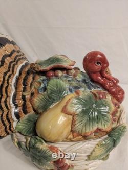 Fitz & Floyd Country Gourmet Turkey Vegetable Bowl Tureen Thanksgiving Retired