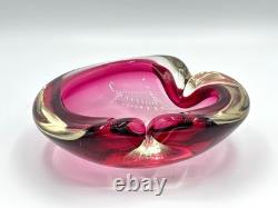 Flavio Poli Sommerso MURANO Ashtray Trinket Bowl Vide Poche Blown Glass MCM