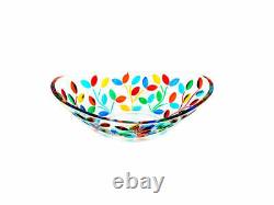 Flowervine Oval Glass Bowl, Handmade and Painted in Italy