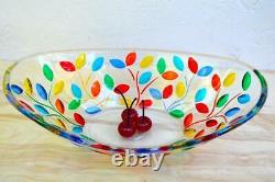 Flowervine Oval Glass Bowl, Handmade and Painted in Italy