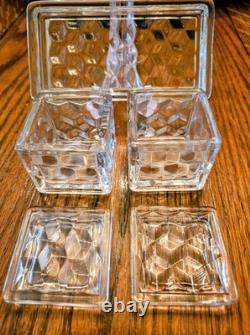 Fostoria American Square Pomade Boxs and Lid with Tray