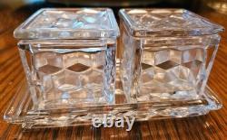 Fostoria American Square Pomade Boxs and Lid with Tray