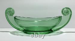 Fostoria Grecian Scroll Console bowl, Candy bowl, & 2 candleholders, GREEN