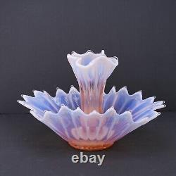 Fostoria Heirloom Bowl Large Pink Opalescent Depression Glass Epergne with Vase