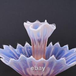 Fostoria Heirloom Bowl Large Pink Opalescent Depression Glass Epergne with Vase