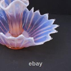 Fostoria Heirloom Bowl Large Pink Opalescent Depression Glass Epergne with Vase