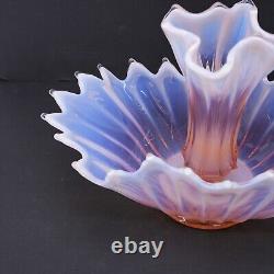 Fostoria Heirloom Bowl Large Pink Opalescent Depression Glass Epergne with Vase