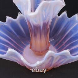 Fostoria Heirloom Bowl Large Pink Opalescent Depression Glass Epergne with Vase