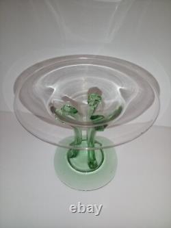 Fostoria RARE #2433 George Sakier Green Uranium 3 Column Compote Crystal Stem