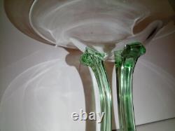Fostoria RARE #2433 George Sakier Green Uranium 3 Column Compote Crystal Stem