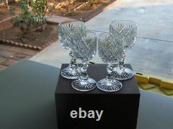 Four Matching Pattern AMERICAN BRILLIANT ABP CUT GLASS Stemware Cordials MINT