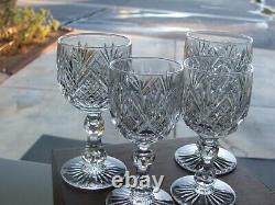 Four Matching Pattern AMERICAN BRILLIANT ABP CUT GLASS Stemware Cordials MINT