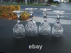 Four Matching Pattern AMERICAN BRILLIANT ABP CUT GLASS Stemware Cordials MINT