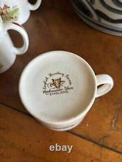 Fox Hunt Hunting Ambassador Ware Demitasse Punch BowL & Cups Peach Rim England