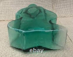 Funky Shaped Curvy Green Hand Blown Glass Vase Mid Century Modern Inspired