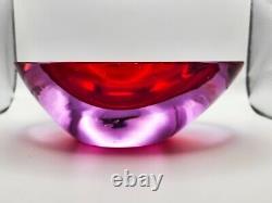 GIANT Vintage MURANO Sommerso RARE Neodymium Asymmetric Geode Red And Pink Bowl