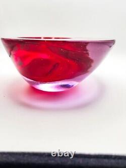 GIANT Vintage MURANO Sommerso RARE Neodymium Asymmetric Geode Red And Pink Bowl