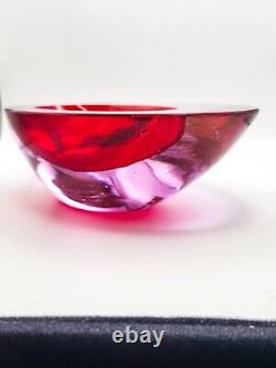 GIANT Vintage MURANO Sommerso RARE Neodymium Asymmetric Geode Red And Pink Bowl